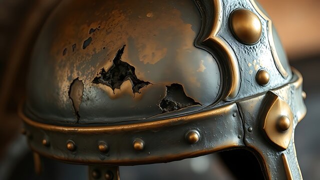 Worn copper helmet, 