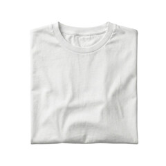 Folded White Cotton T-Shirt Top View Mockup
