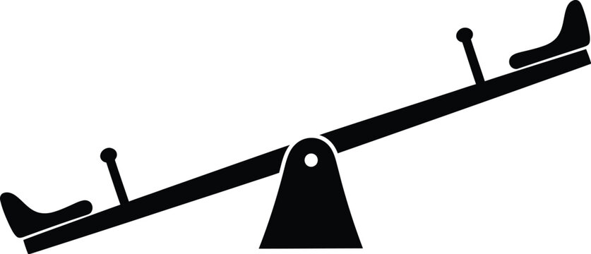 A simple black and white illustration of a classic seesaw design