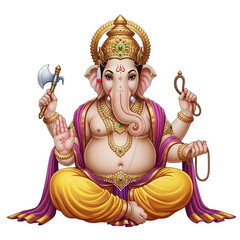 Hindu god ganesh isolated on transparent background