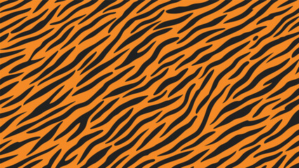 A vibrant and dynamic abstract pattern featuring bold black stripes on a bright orange background, evoking the iconic tiger print.