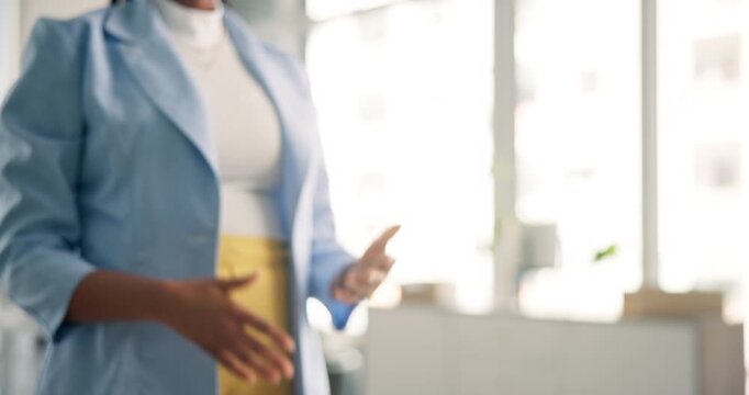 Handshake, team and hands of business people in office for meeting, agreement and partnership. Professional, startup and workers with gesture for onboarding, welcome and greeting for collaboration