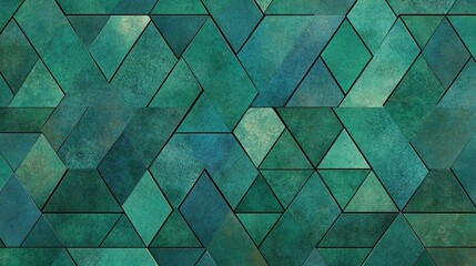 A set of backgrounds with geometric patterns of teal and jade green triangles. The textures range from clean tiles to watercolor effects, perfect for modern, elegant, and refreshing designs.
