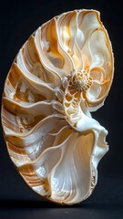 Cross-section of a nautilus shell, showcasing its internal chambers