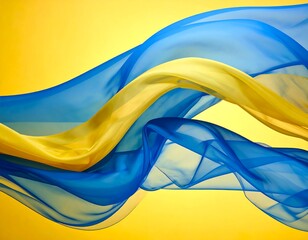 Flowing blue and yellow fabric against a vibrant yellow backdrop (1)
