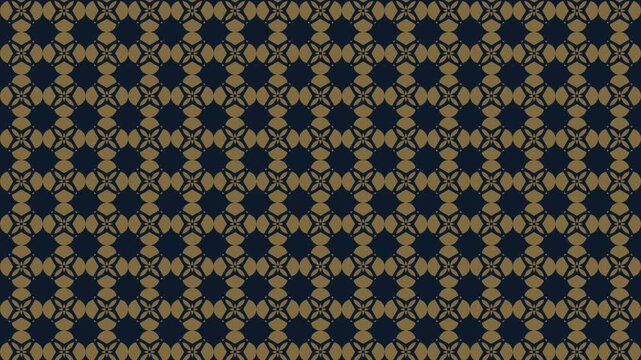 Luxury gold geometric floral pattern background seamless loop navy blue