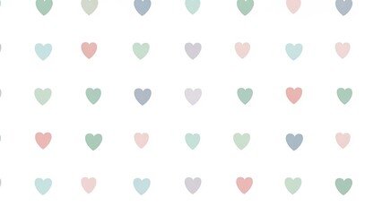 Minimalist Pastel Hearts Pattern on White Background.