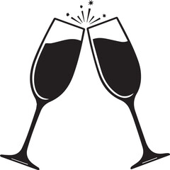 Two champagne glasses clinking together for a toast celebration