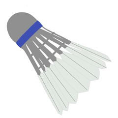 Vector illustration of a badminton shuttlecock with grey base and white feathers isolated on white background.