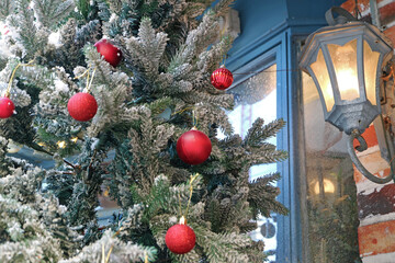 Beautiful Christmas Tree with Vibrant Red Ornaments