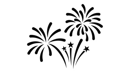 Celebratory fireworks display with stars in a striking black silhouette © MSTMARIA