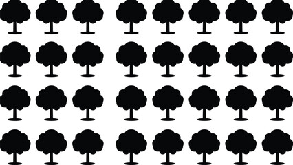 Tree icon grid silhouette, UI selection concept, anchor highlight illustration, black vector design, graphical interface artwork, pattern recognition layout