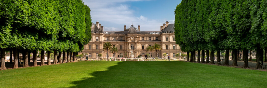 Paris France Luxembourg Palace Gardens panorama
