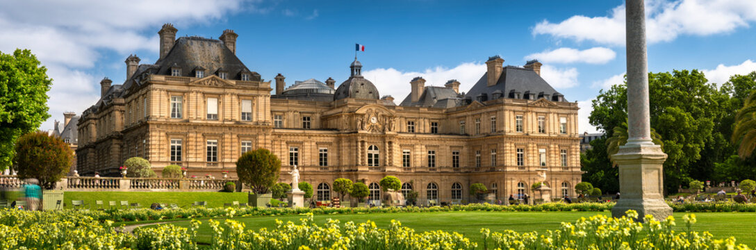 Paris France Luxembourg Palace Gardens panorama