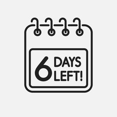 Countdown daily page calendar icon - 6 days left