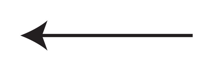 Black large arrow left pointing. solid long arrow icon sketched as vector symbol © Rami