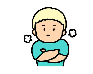 ぷんぷん怒る　金髪の男の子
