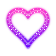 bright neon glowing heart with dotted light pattern and smooth gradient effect, modern love symbol.