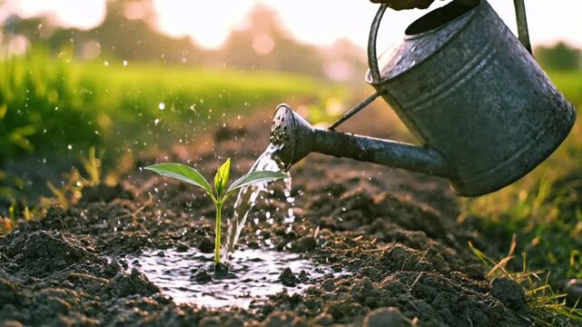 Dedicated care helps a young sprout thrive in the warm, rich earth.