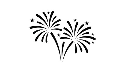 Celebratory fireworks display with radiating bursts of light a bold silhouette