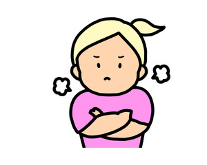 ぷんぷん怒る　金髪の女の子