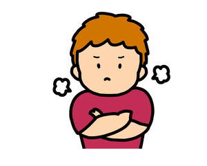 ぷんぷん怒る　茶髪の男の子