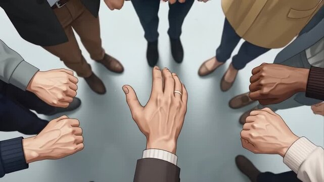 Hands forming circle diverse group collaboration unity concept