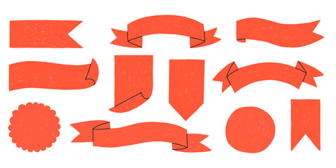 Set of red banner collection with space for text.