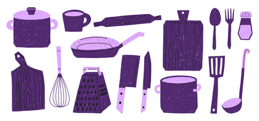 Doodle of kitchen utensils. Hand draw kitchen tools illustration.