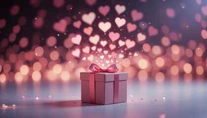 Fototapeta premium Gift box with hearts floating in the air during a festive celebration Generative AI