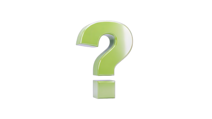 Green Question Mark on White Background - Concept