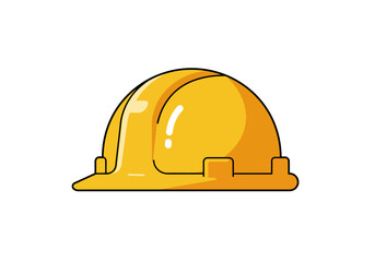 Fototapeta premium Yellow Construction Hard Hat with Black Outline Illustration