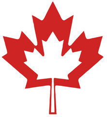 A bold red maple leaf on a clean white background, symbolizing Canada, national pride, and cultural identity. Clean, minimalist design suitable for patriotic themes