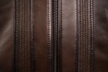 Brown Leather Zipper Seam Texture