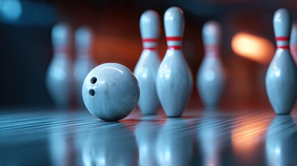 Bowling pins and ball