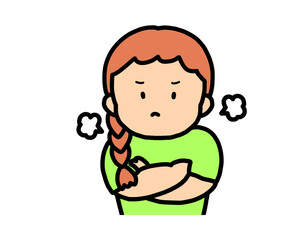 ぷんぷん怒る　茶髪の女の子