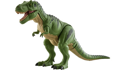 Fototapeta premium Dynamic Tyrannosaurus Rex action figure toy for captivating youth marketing campaigns on transparent background.
