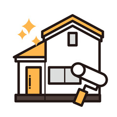 シンプルな家のアイコン＋ペイントローラー