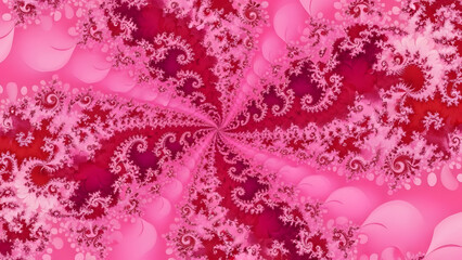 Pink fractal pattern with intricate designs and shapes