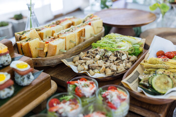 Fresh buffet food table for brunch party