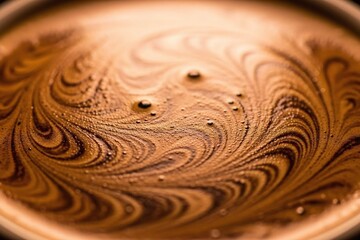 Beautiful swirling patterns on coffee foam close-up