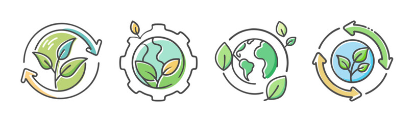 Eco-friendly and sustainable development icons for a greener planet