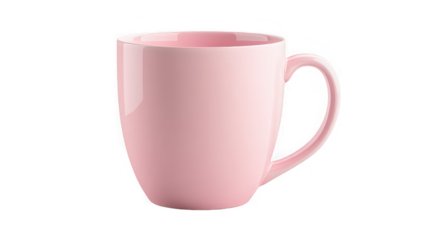 Glossy pale pink ceramic coffee mug on a solid perfect for beverage mockups