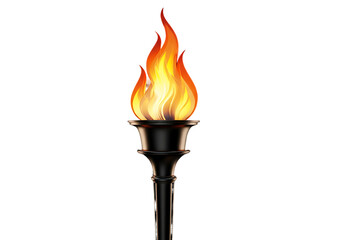 A detailed vector illustration of a burning torch against a solid black background