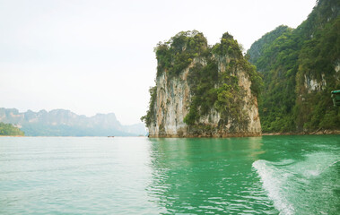 Boating on the Scenic Ratchaprapa Dam or Cheow Lan Lake, a Popular Attraction in Khao Sok National Park, Surat Thani Province, Southern Thailand