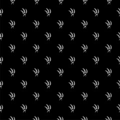 Wheat and rye ears seamless pattern isolated on black background