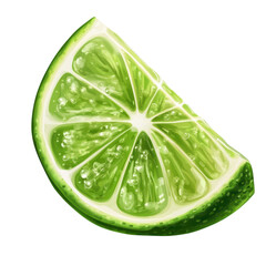 A lime wedge sits on a flat surface, showcasing its green skin and juicy segments ready for use in various dishes