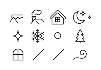 Fototapeta premium Black Christmas Icon Set. Christmas chime icons. Filled icon set of Christmas chime icons: jingle bell, ribbon