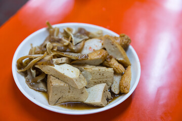Taiwanese braised tofu and pig ear dish