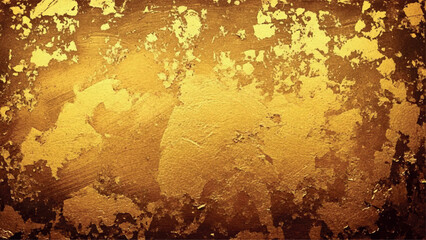 An abstract gold foil texture with uneven application and rich coloration